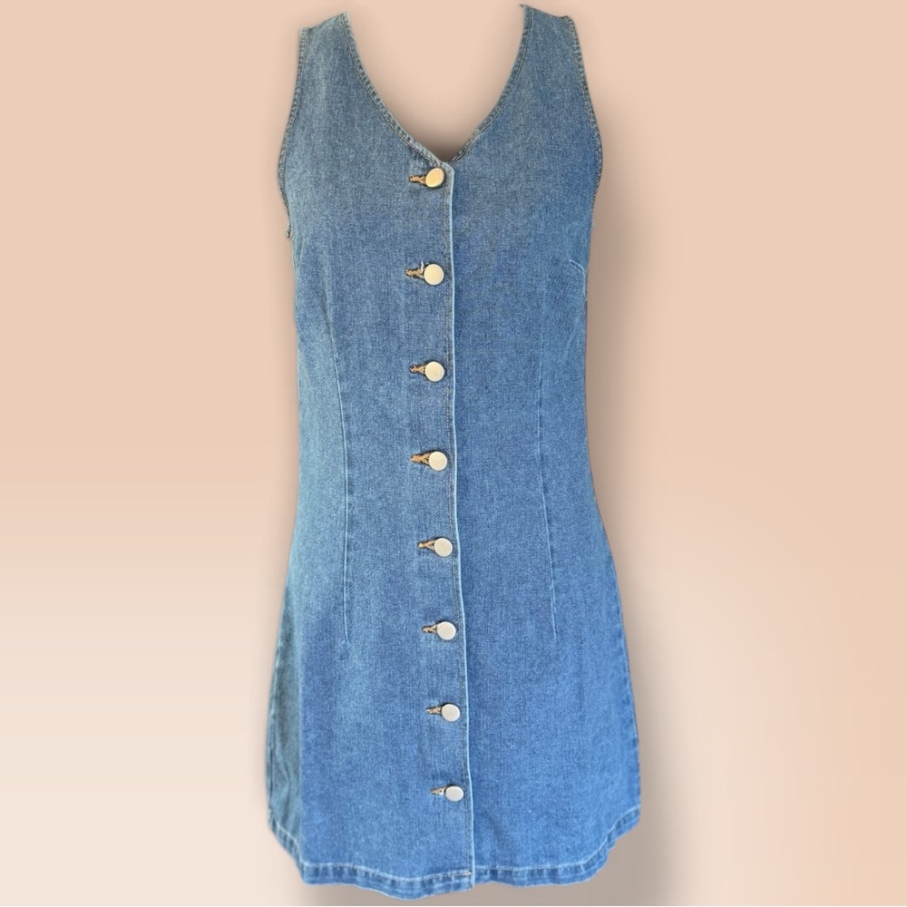 Sincerely Jules Light Blue Denim Button-Front Mini Dress